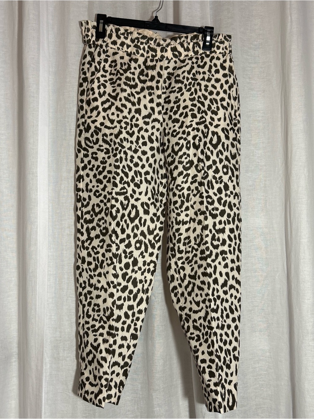 Leopard Print High-Waist Trousers - Cream/Black